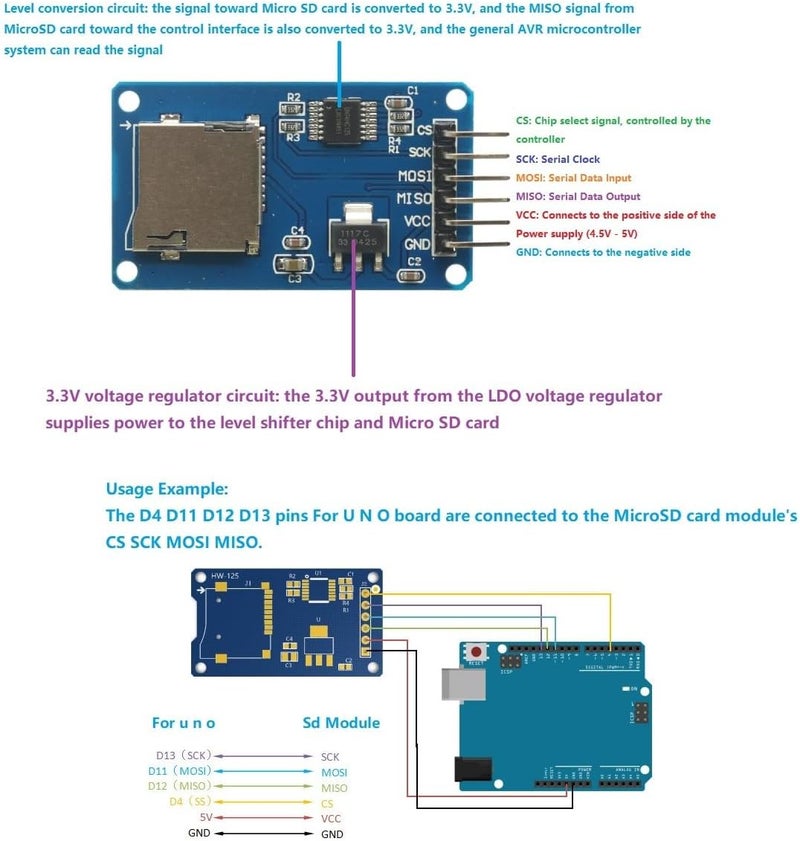 GODIYMODULES 4Pcs Micro SD Storage Expansion Board Micro SD TF Card Memory Shield Module SPI for Arduino SD Card Module UNO R3 MEGA 2560 Due - Image 2